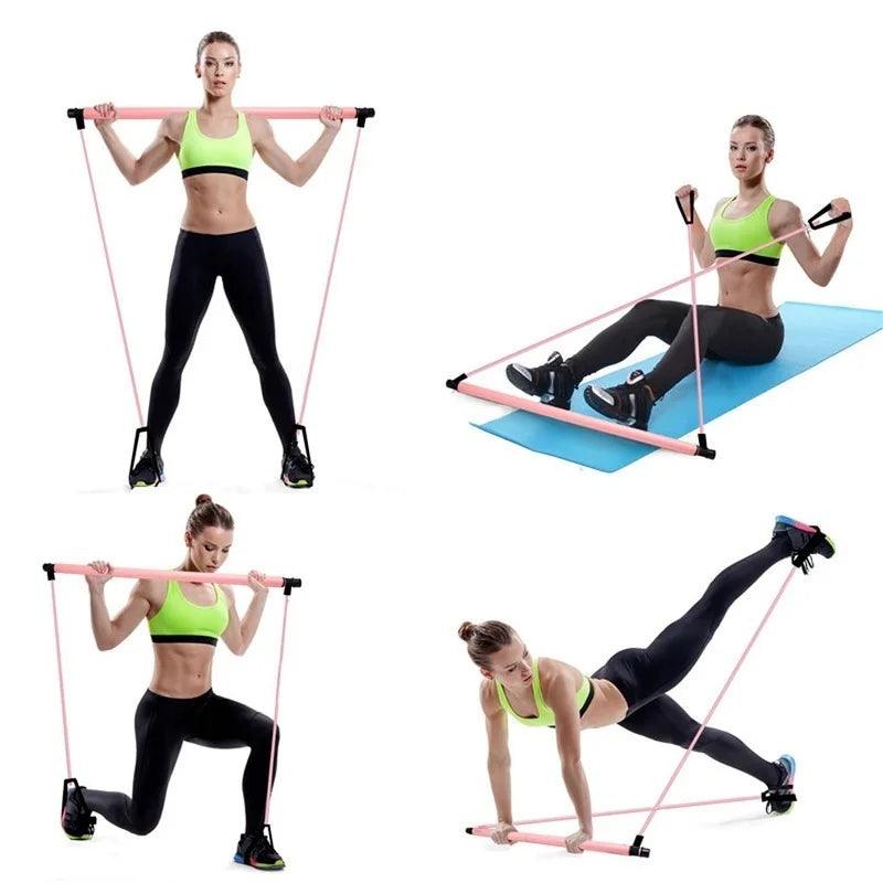 Barra Premium® Com Elástico Para Exercícios, Pilates E Yoga - KV CLUBE